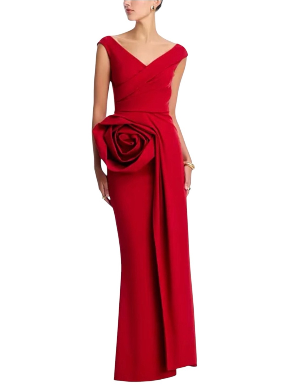 NWT Chiara Boni Tekkan Rose Detail Evening Gown Maxi Dress Size 16